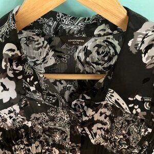 Black & Grey Ruffly Shirt Long Sleeve